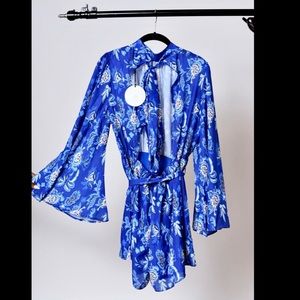 The Red Dress Boutique Blue Print Romper